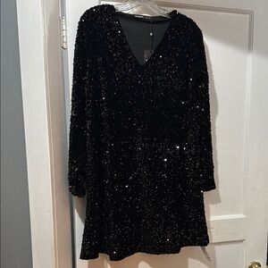 Elegant Black Sequin Mini Dress